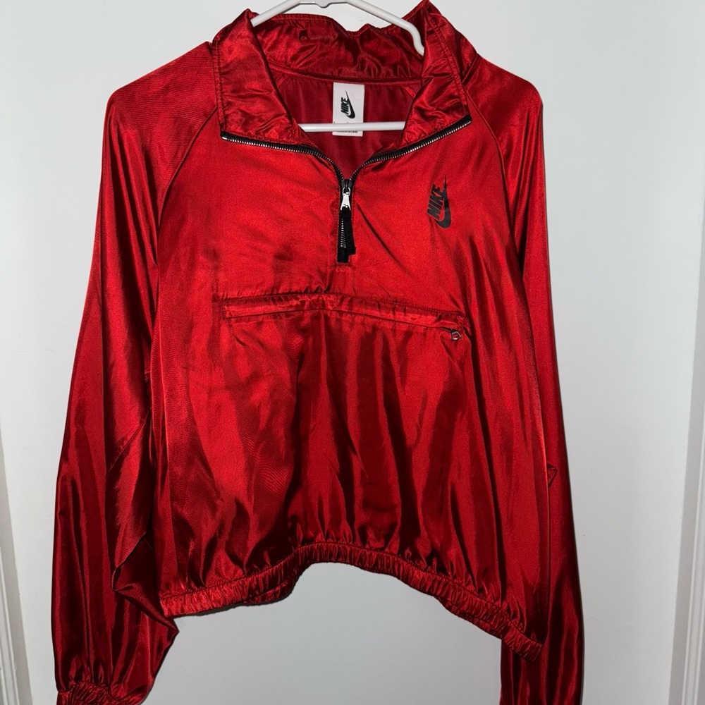 Red Half-Zip Windbreaker Jacket